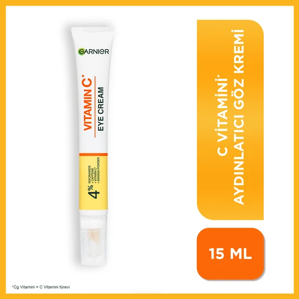 Garnier C Vitamini Parlak Aydınlatıcı Göz Kremi 15ml, (4% Niasinamid, Kafein, Vitamin C, Muz Tozu) ürün görseli 1