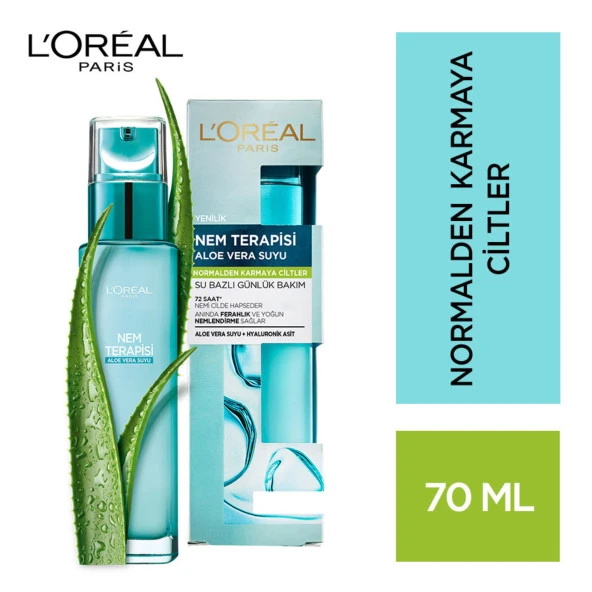 L'Oréal Paris Nem Terapisi Aloe Vera Suyu, Nemlendirici ve Ferahlık Etkili Krem, Normalden Karmaya Ciltler 70ml ürün görseli 1
