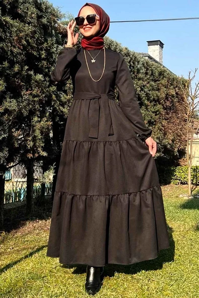 Siyah Gabardin Elbise ürün görseli 1