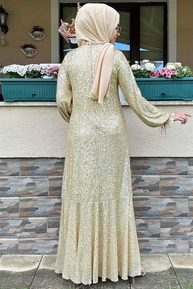 Pırıl Gold Elbise - Resim 8