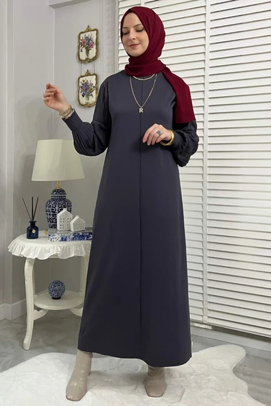 Ecem Antrasit Triko Elbise - Resim 6