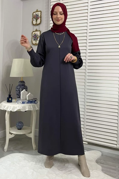 Ecem Antrasit Triko Elbise - Resim 2