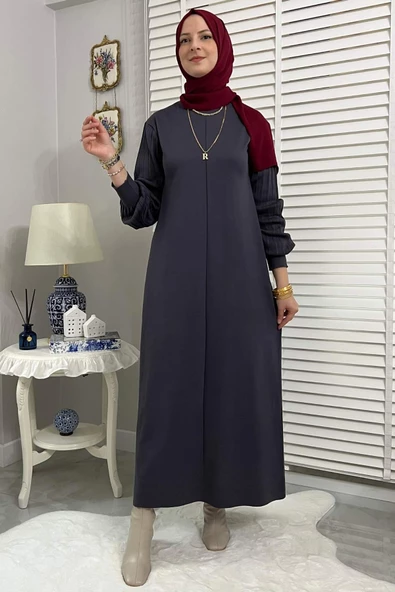 Ecem Antrasit Triko Elbise - Resim 3