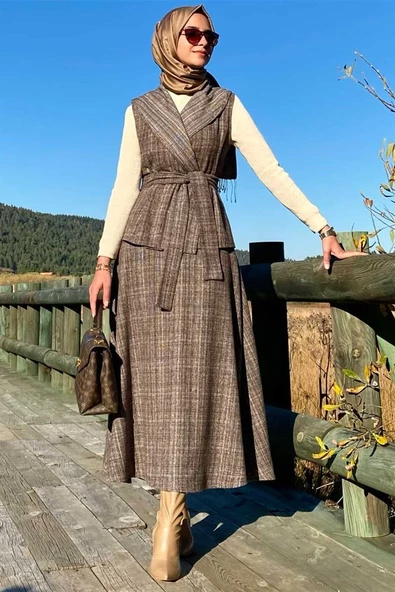 Azize Etek Yelek Takım Kahverengi ürün görseli 1