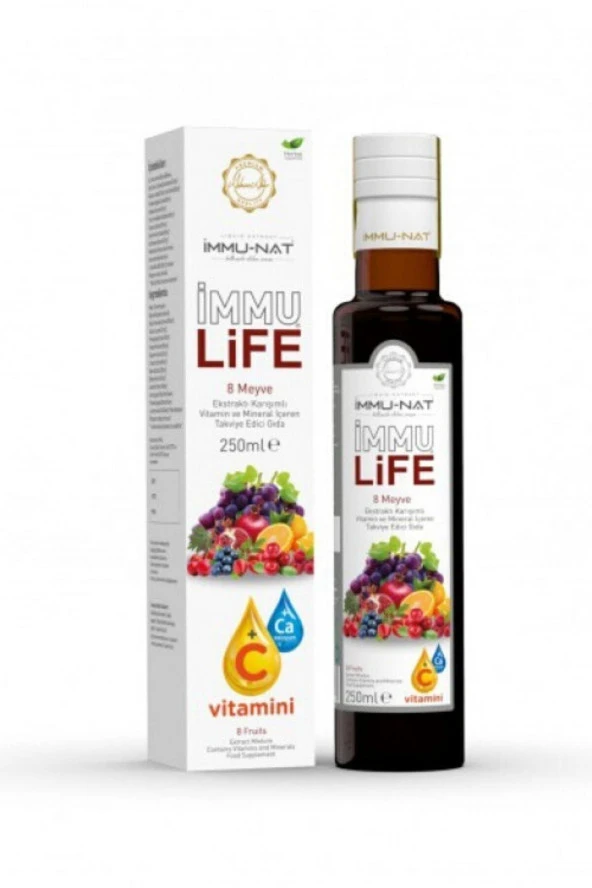 İMMU-NAT Immunat Immu Life 8 Meyve Karışımlı 250 Ml C Vitamini + Ca Ekstrakt ürün görseli 1