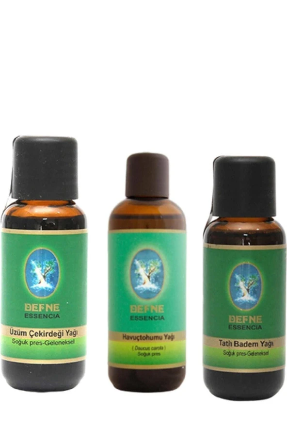 NUKA Geleneksel Üzüm Çekirdeği Yağı Tatlı Badem Yağı Havuç Tohumu Yağı 30 ml 3 'lü Paket ürün görseli 1