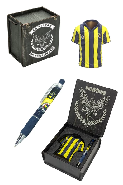 Fenerbahçe Lisanslı Forma Kalemlik Hediyelik Set Ahşap Kutulu ürün görseli 1