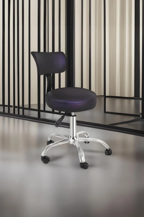 Depolife Ofis Laboratuvar Öğrenci Büro Tabure Metal Ayak Tekerlekli Sandalye Sırt Dayama Çalışma Koltuğu ürün görseli 1