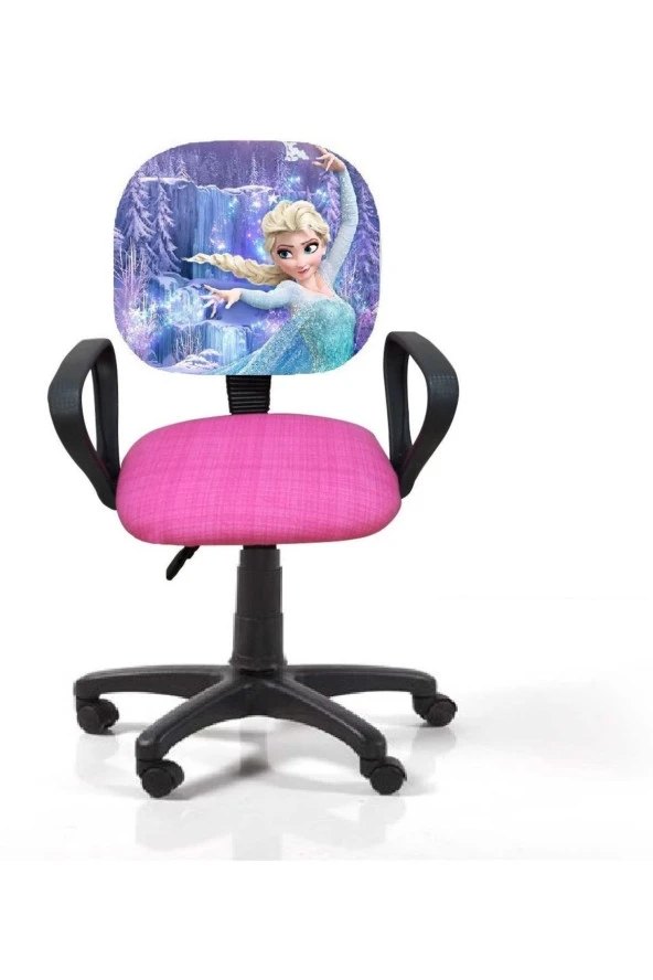 Frozen Desenli Çocuk Çalışma Koltuğu Karlar Ülkesi Çocuk Odası Ofis Sandalyesi Tekerlekli Amortisör ürün görseli 1
