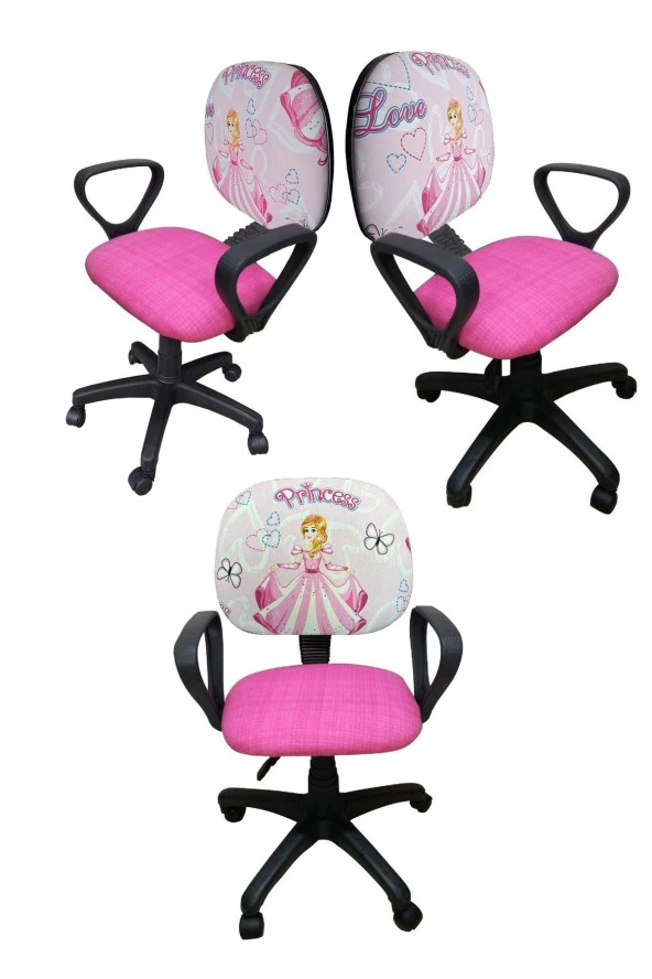 Depolife Çocuk Odası Ders Çalışma Ofis Koltuğu Sindirella Prenses Desenli Çocuk Sandalyesi Pembe ürün görseli 1