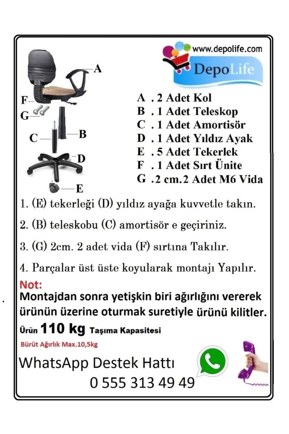 Depolife Çocuk Odası Ders Çalışma Ofis Koltuğu Gemici Dümen Desenli Kırmızı ürün görseli 1