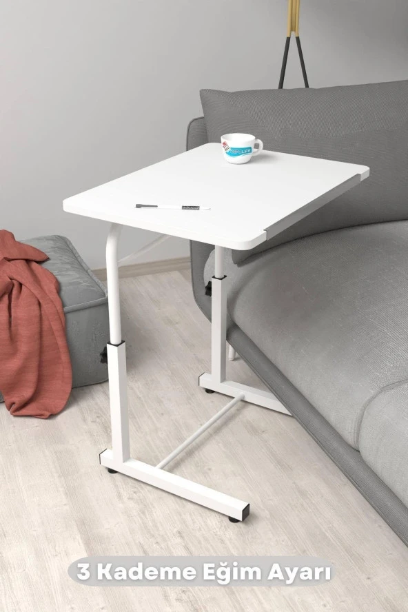 Depolife Eğim Yükseklik Ayarlı Laptop Sehpası Kahvaltı Ders Çalışma Bilgisayar Ofis Yemek Masası Metal Ayak ürün görseli 1