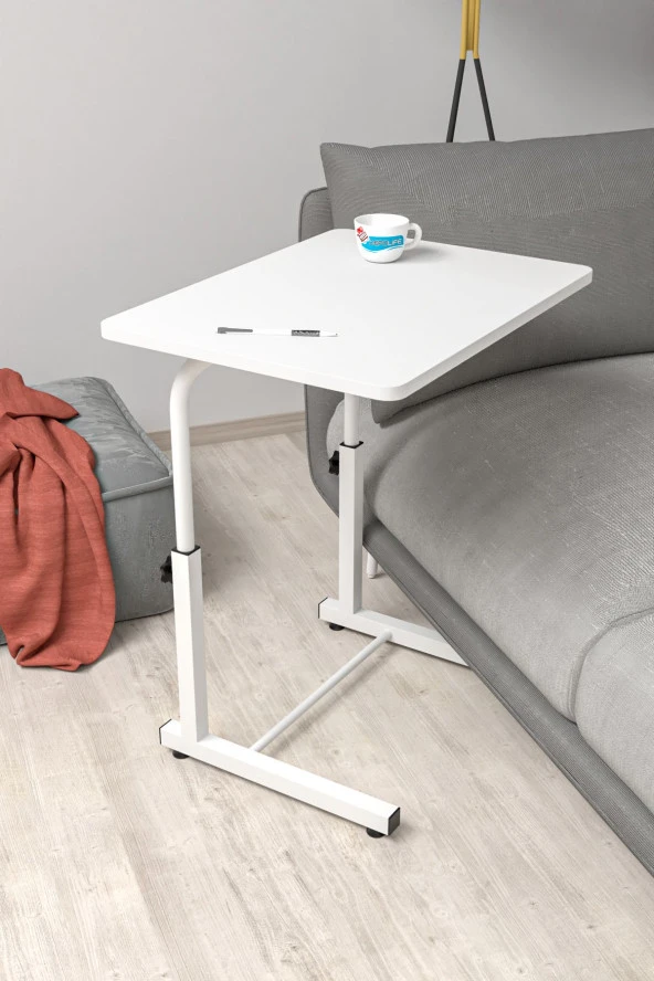 Depolife Yükseklik Ayarlı Laptop Sehpası Kahvaltı Ders Çalışma Bilgisayar Ofis Yemek Çocuk Masası Metal Ayak ürün görseli 1