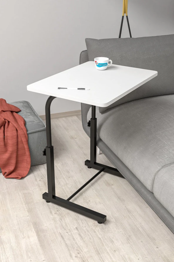 Depolife Yükseklik Ayarlı Laptop Sehpası Kahvaltı Ders Çalışma Bilgisayar Ofis Yemek Çocuk Masası Metal Ayak ürün görseli 1