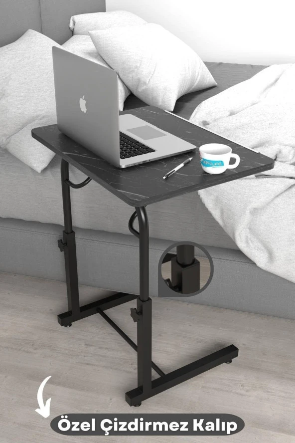 Depolife Eğim Yükseklik Ayarlı Laptop Sehpası Kahvaltı Ders Çalışma Bilgisayar Ofis Yemek Masası Metal Ayak ürün görseli 1