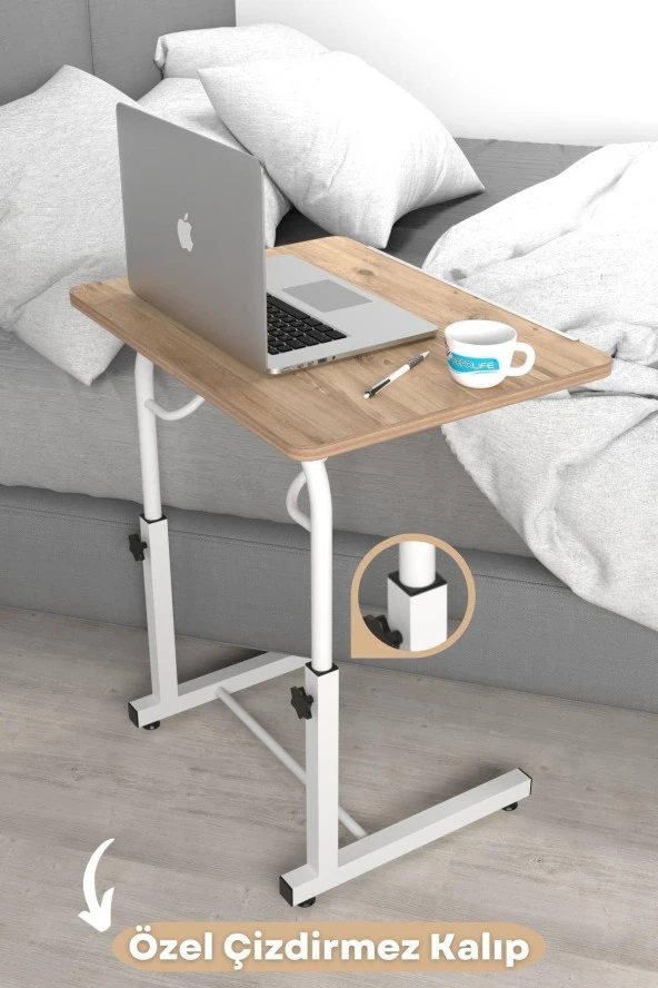 Depolife Eğim Yükseklik Ayarlı Laptop Sehpası Kahvaltı Ders Çalışma Bilgisayar Ofis Yemek Masası Metal Ayak ürün görseli 1
