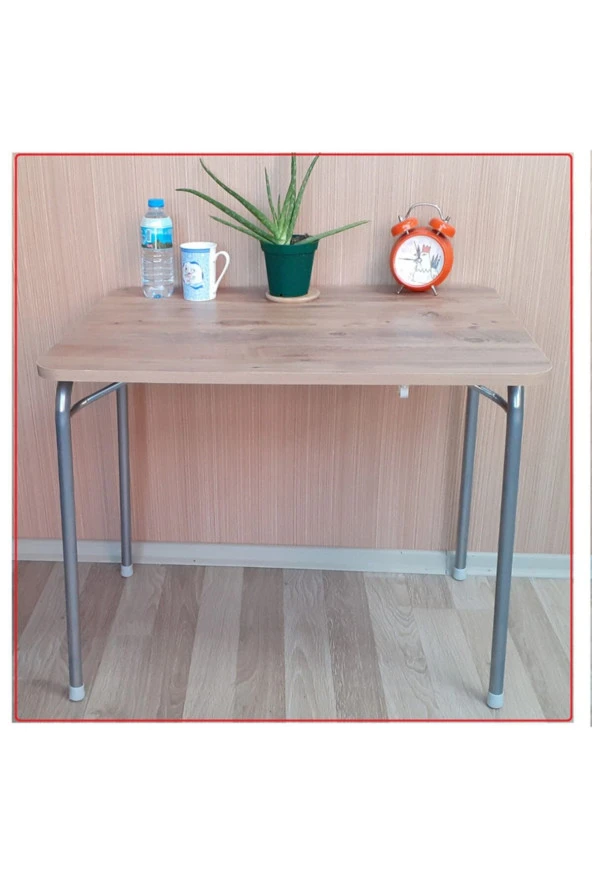 Depolife Pratik Katlanır Ayak Mutfak Yemek Masası Balkon Ders Çalışma Piknik Masa 60x80cm Ceviz ürün görseli 1