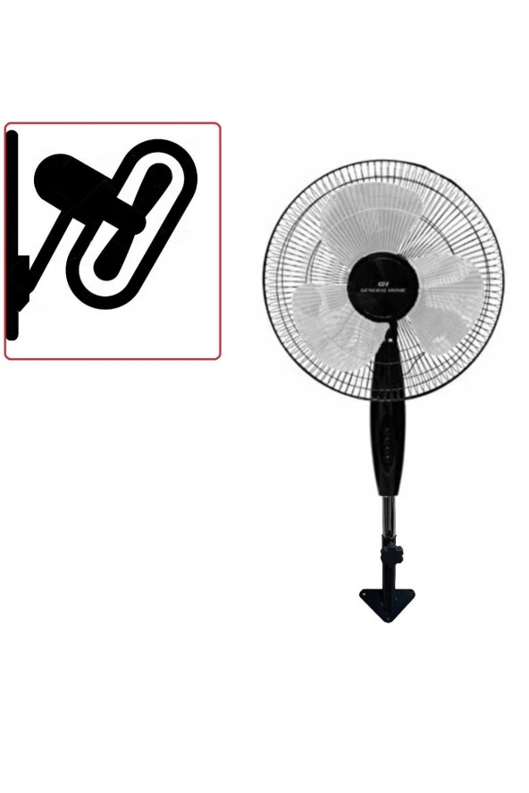 Depolife Duvar Için Hava Vantilatörü 90 Derece Döner Kafa Duvar Montajlı Pervane 40cm 55w Siyah Fan ürün görseli 1