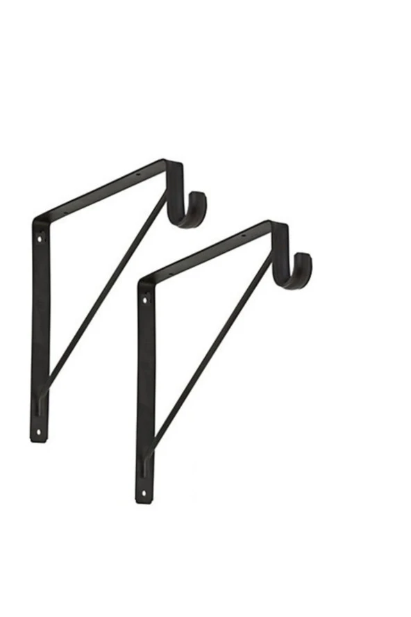 Depolife Metal Braket Raf Tutucu Demiri Askılık Borusu Takılabilir Duvar Montajlı Siyah Renk 25x25cm. ürün görseli 1