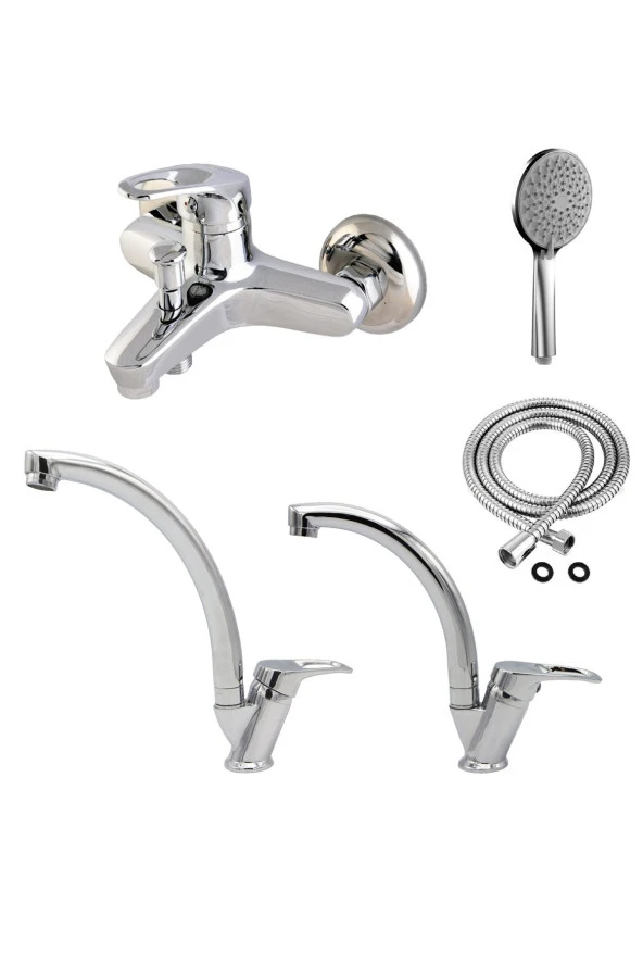Depolife Mutfak eviye Lavabo Banyo Batarya Seti Tasarruflu musluk çeşme 3 Parça pirinç Takım ürün görseli 1