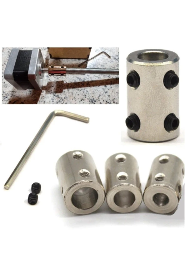 Depolife Cnc Motor Şaftı Çoğaltıcı 5-8mm 6-8mm 8-8mm Şaft Kaplini 3lü Bağlantı Elemanı Okul Proje Uygulama ürün görseli 1