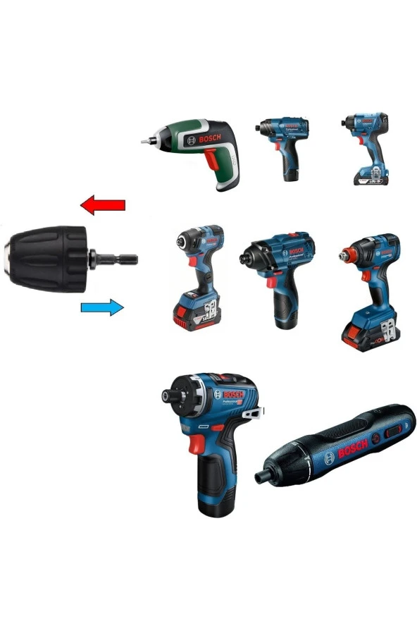 Depolife Bosch Go 2.0 Bosch Ixo V 7 Gdr 120-lı Gdr 18v-200 C Gsr 12v-35 Hx Gdr 180-lı Şarjlı Matkap Mandren ürün görseli 1