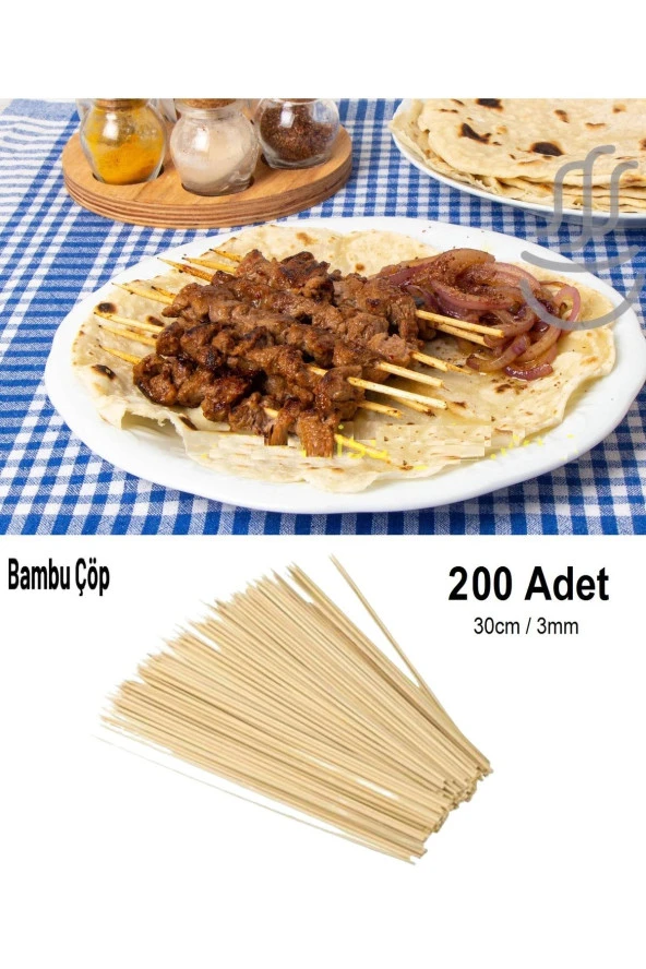 Depolife Bambu Çöp Şiş cubuğu 200 Adet mangal gril barbekü ızgara için ahşap bambudan şiş çubuk ürün görseli 1