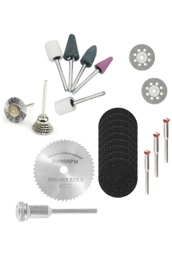 Depolife Dremel Benzeri Vız Vız Makinaları Için Kesici Mini Disk Seti Tel Fırça Kum Zımpara 20 Parça ürün görseli 1