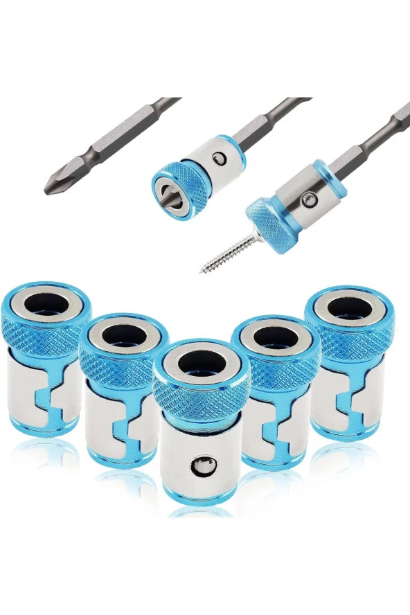 Depolife Manyetik mıknatıslama halkası 5 adet Manyetik Vida Tutucu 1/4 ph pz yıldız matkap ucu için ürün görseli 1