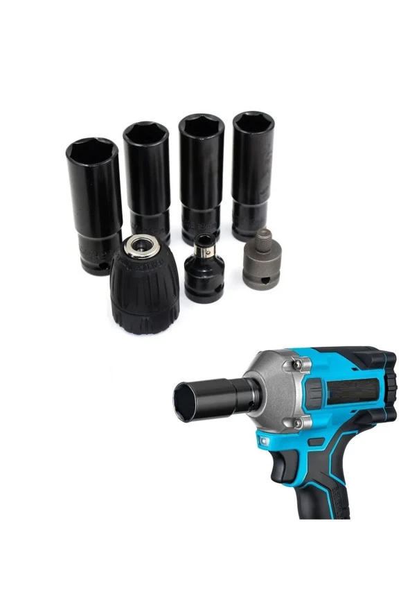 Depolife Somun Sökme Sıkma Torklu Makine Için 4lü Lokma Seti Mandren Ve Bits Adaptör 1/2 Bijon ürün görseli 1