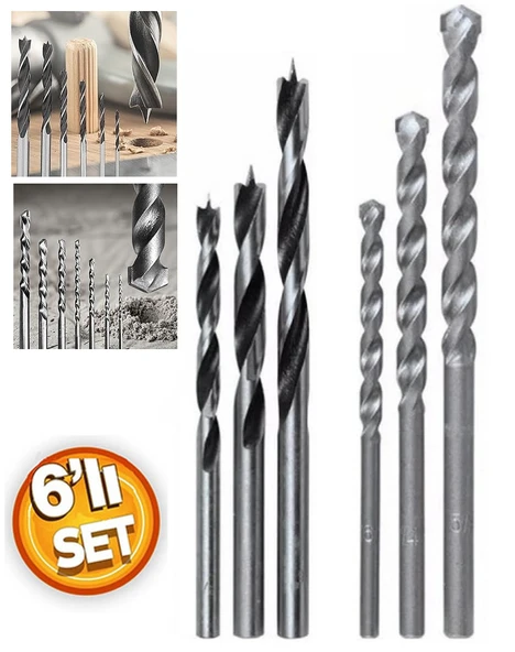 Beton Ahşap Matkap Ucu Seti 3-4-5-7-8-10mm Aşap beton Delme uç Seti 6 Adet ürün görseli 1
