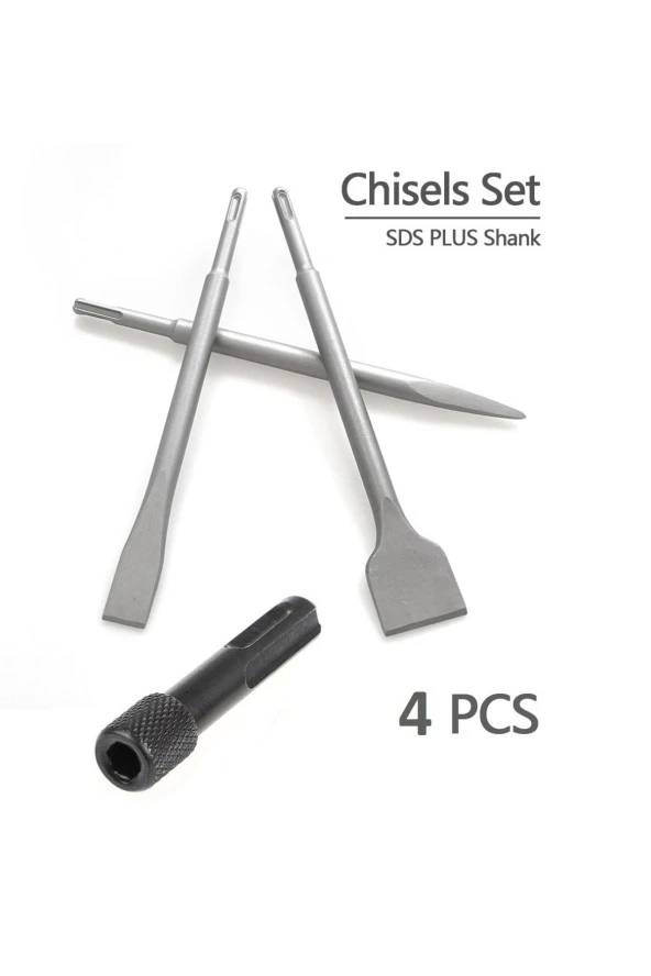 Depolife Kırıcı Delici Matkap Için Sds Plus Matkap Uç Seti Murç Keski 1/4 Hex Vidalama Adaptörü 4 Parça ürün görseli 1