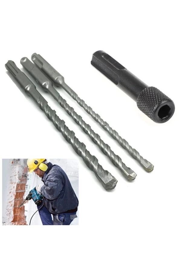 Depolife Kırıcı delici hilti için sds plus elmas uçlu 3lü matkap ucu seti sds vidalama bits adaptör ürün görseli 1