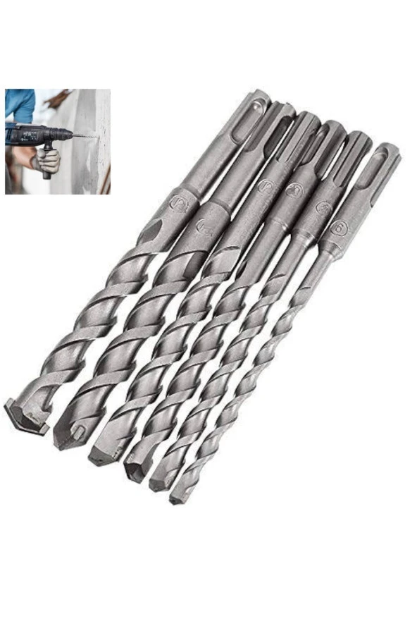 Depolife sds matkap ucu seti 6mm 7mm 8mm 9mm 10mm 11mm12mm 7li kırıcı delici hilti uç seti ürün görseli 1