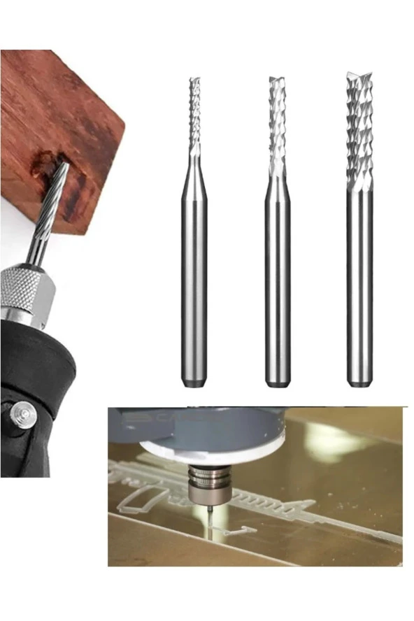 Depolife Carbide Bit End Mill Freze Cnc Tunsten Karbür Ucu Kesici bıçak Ahşap Alüminyum işleme 3lü ürün görseli 1