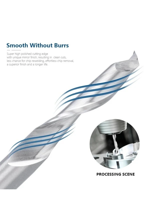 Depolife freze için kesim tek flüt karbür End Mill 1,6mm CNC uç Spiral yönlendirici alüminyum bakır ahşap MDF ürün görseli 1