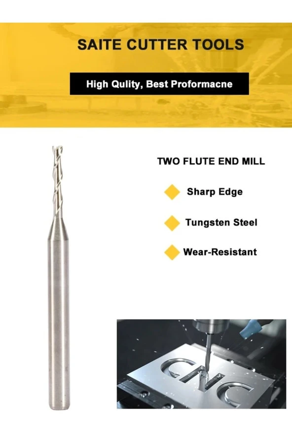 Depolife freze için kesim tek flüt karbür End Mill 2mm CNC uç Spiral yönlendirici alüminyum bakır ahşap MDF ürün görseli 1
