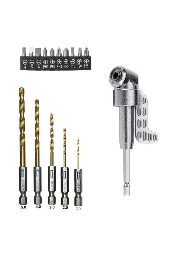 Depolife Altıgen 1/4 Hex Bit Uzatma Adaptörü 5li Titanyum Matkap Ucu Seti Köşe Delme Vidalama Aparatı Altıgen ürün görseli 1