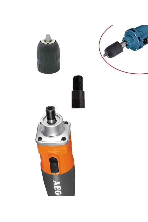 Depolife Aeg Gs 500 E 500 W Kalıpçı Taşlama Motorunu Mandrene Dönüştüren Kaplin Adaptör Otomatik Mandren Set ürün görseli 1