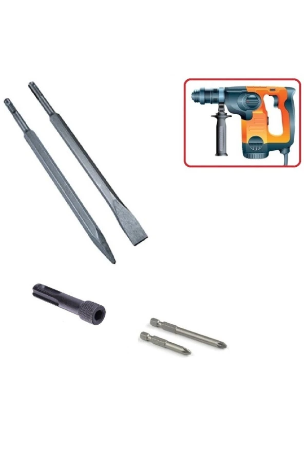 Depolife Beton Kırma Delme Raspalama Için Sds Plus Hilti Uç Seti Bits Adaptörlü Keski Murc Uç Takımı ürün görseli 1