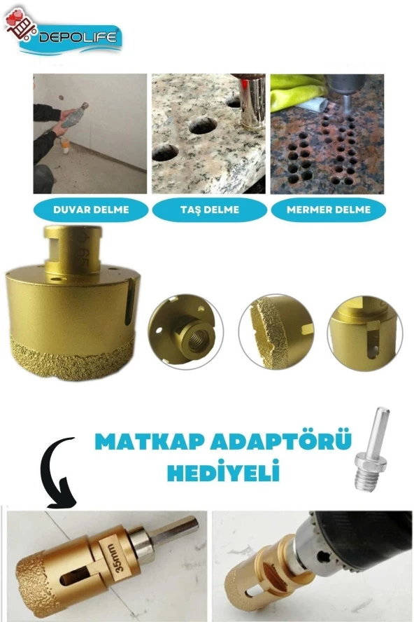 25 Mm Granit Mermer Seramik Fayans Beton Taş Delme Panç Spiral Avuç Taşlama Matkap Uyumlu M14 Aparat ürün görseli 1