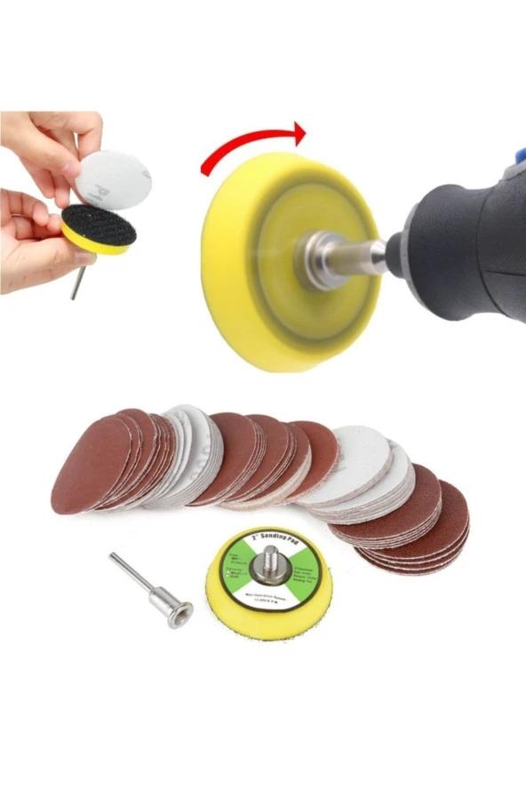 Depolife Dremel Proxxon Uyumlu Benzeri Gravür Makinası Için 5cm Çırt Taban Zımpara Seti 60 Adet Zımparalı Set ürün görseli 1