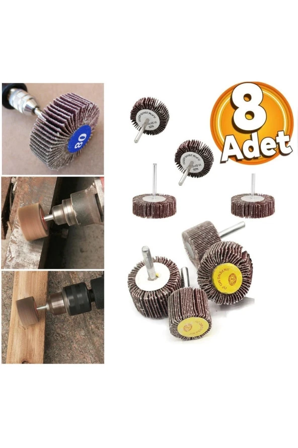 Depolife Flap Disk Taşlama Parlatma mini disk seti matkap gravür için Alüminyum Oksit 8 adet mini Zımpara ürün görseli 1