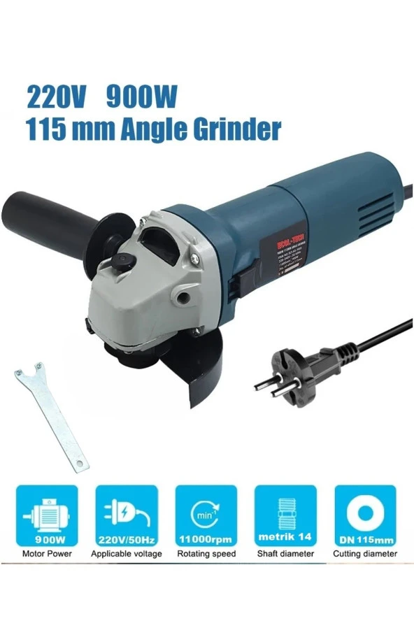 Depolife 900w avuç taşlama makinesi 100/115mm spral taşlma slikon kordonlu sökme anahtarlı ürün görseli 1