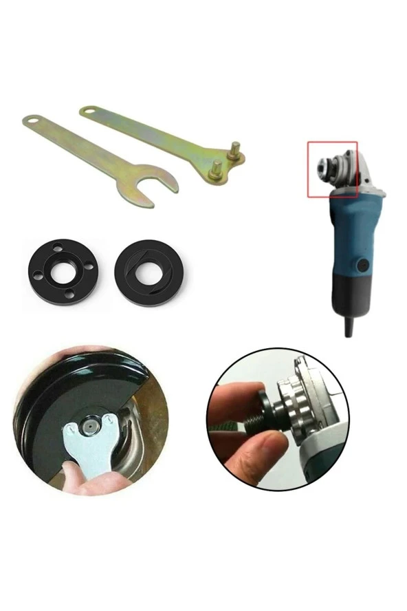 Depolife Taşlama Makinesi Için Germe Somunu Spral Vidası Takım Sökme Takma Anahtarlı Set M14 3lü Set ürün görseli 1