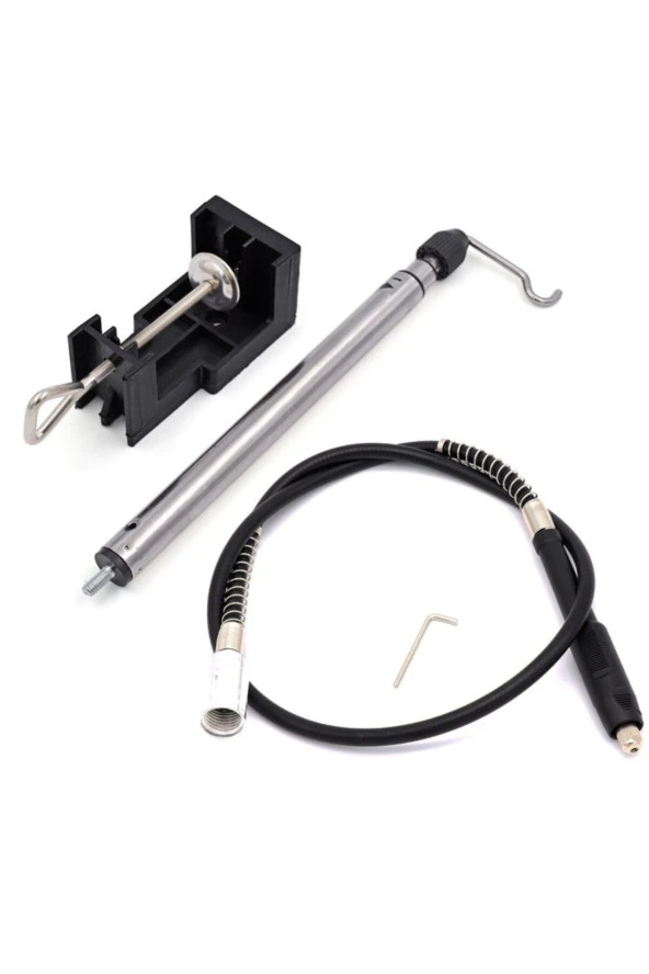 Depolife Dremel Benzeri Mini Taşlama Makinası Için Masa Asma Aparatı Spiral Uzatma Hortum Seti ürün görseli 1