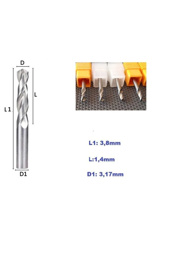 Depolife Kalıpçı Tornacı Delme Cnc Router Kesici Karbür Uç Seti 3.20mm 3.50mm 3.90mm Carbide Matkap 3lü ürün görseli 1
