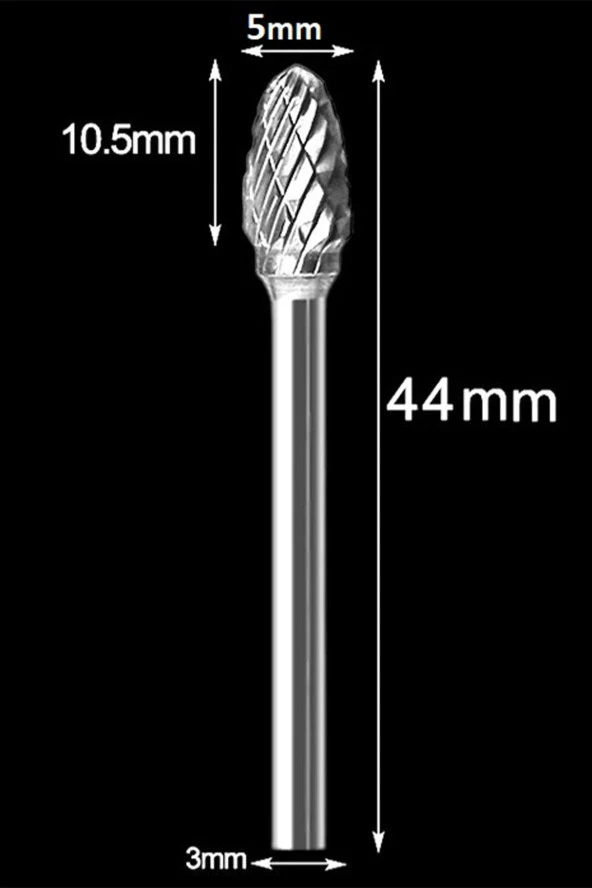 Depolife Yoğun Karbür Çelik Tungsten 5 Mm Cnc Router , Dremel Vb. Yuvarlak Kafa Carbide Uç Konik ürün görseli 1