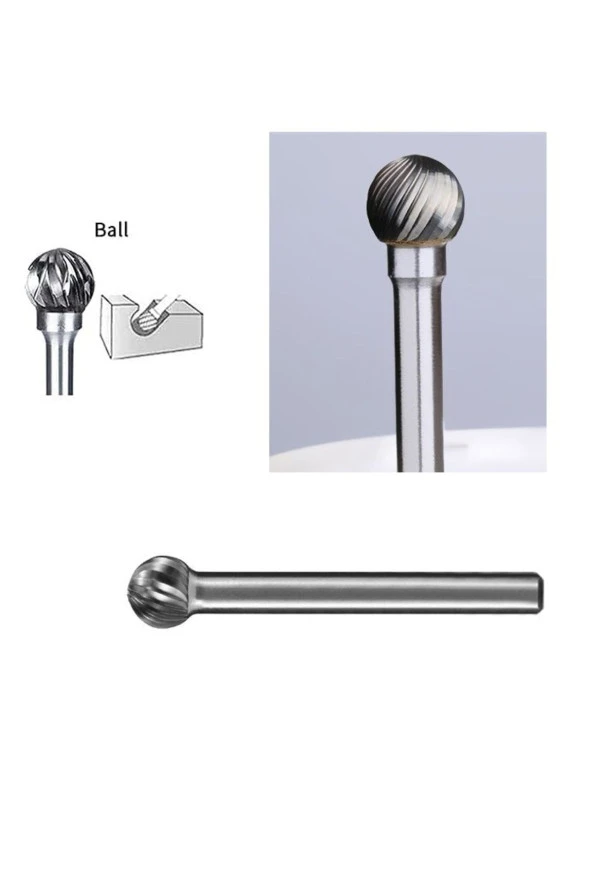 Yoğun Karbür Çelik Tungsten 4mm Cnc Router , Dremel Vb. Yuvarlak Kafa Carbide ürün görseli 1