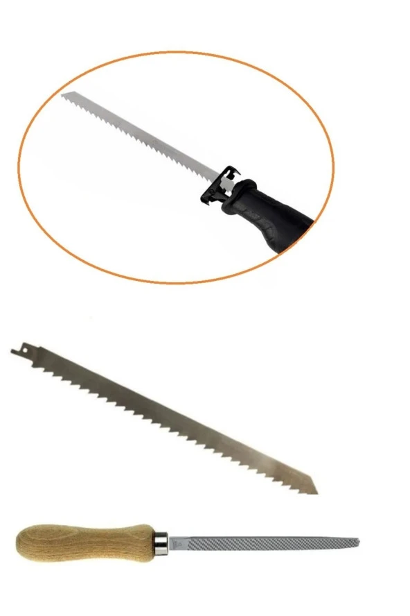Depolife Tilki Kuyruğu Testeresi Ve Bileme Eğesi Kemik Ahşap Buz Odun Kesme Ucu Paslanmaz Çelik 300mm (30cm) ürün görseli 1